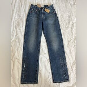 Levi's Straight Leg Blue Jeans with Embellishments